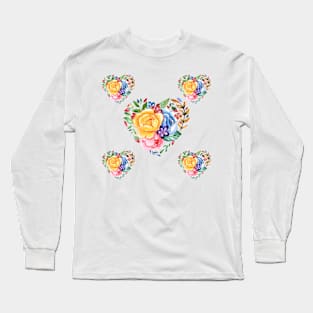 Valentine Floral Hearts Long Sleeve T-Shirt